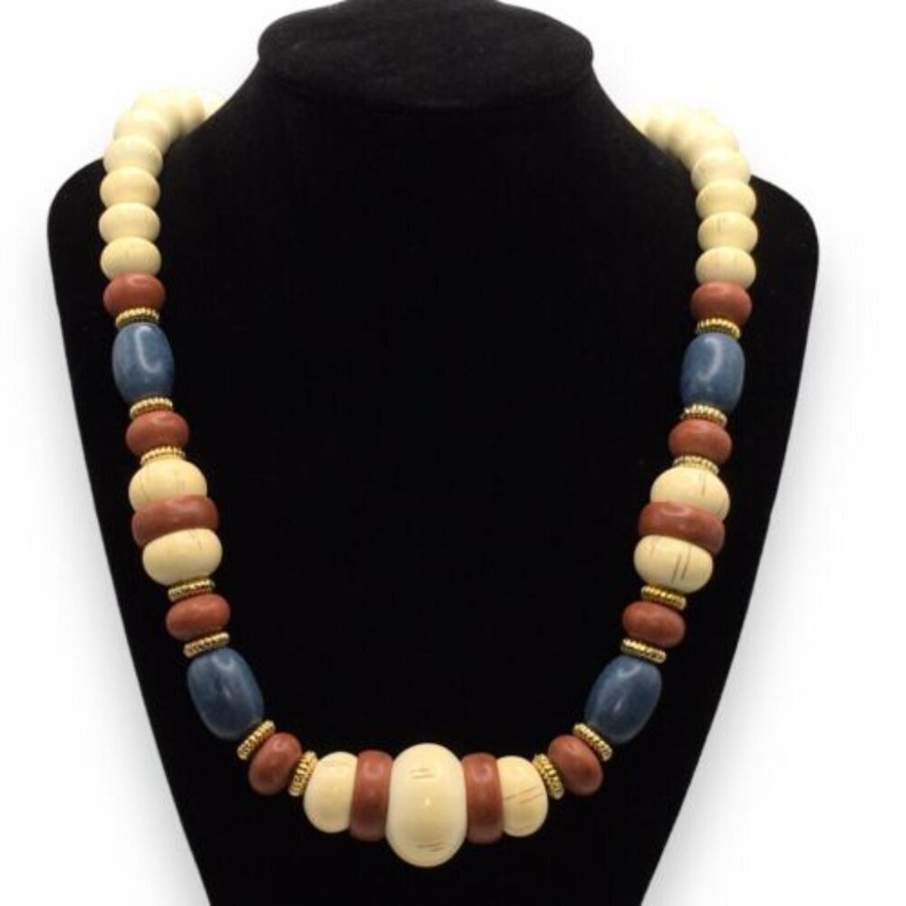 VINTAGE AVON 1985 INDIAN SUMMER NATURALS LUCITE SCREW CLASP 22" NECKLACE